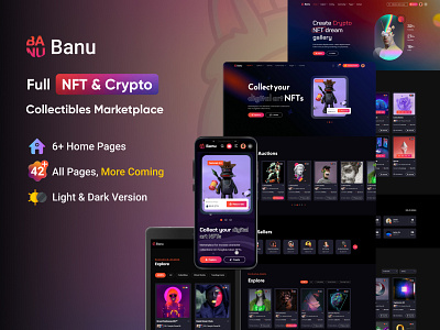 Banu - NFT Marketplace Template best selling nft nft project ui design