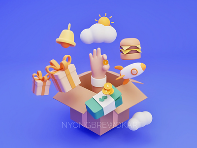 Box Pop Up!~ 3d art 3d artist 3dblender blender blender3d design illustration illustrator logo ui