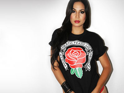Hastamuerte apparel female model girl icon logo t shirt tshirt