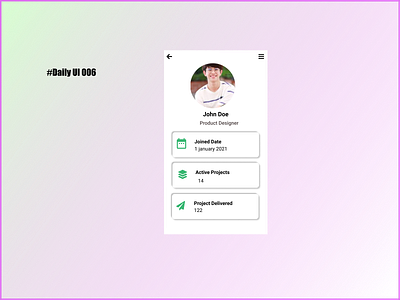 #Daily UI 006 -User Profile color image text vector