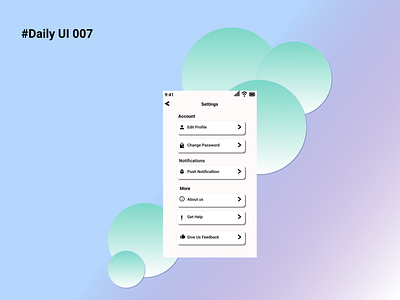 #Daily UI 007 -setting design