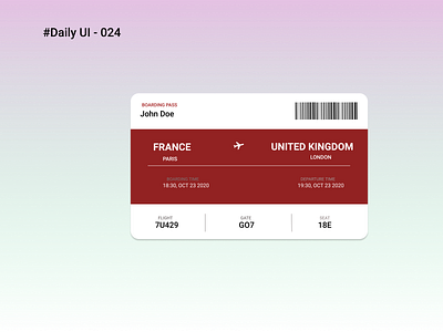 #Daily UI 024 - Boarding pass color lines rectangle text vector