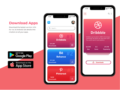 #Daily UI 074 - Download Apps 3d android app behance app concept daily ui downloads dribbble app effects figma iphone pinterest app playstore shadow vector