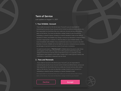 #Daily UI Challenge 89 - Term of service