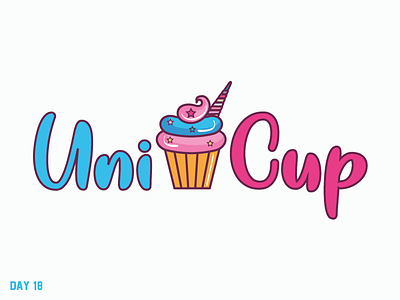 Daily Logo Challenge 18/50 cup cup cake daily daily challenge daily logo dailylogochallenge design letter logo logo unicorn
