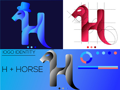 Fashion wear logo design. H+ Horse logo