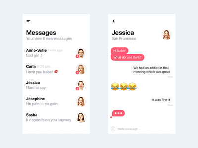 Model — Messages app bubbles chat interface ios messages messenger mobile ui user interface design ux visual design