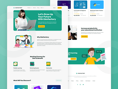 Landing page for edufactory course website dailyweb education website graphic design landing page landing page concept landing page design landing page ui landing pages ui uiux user experience user interaction user interface ux web web design webdesign website website design