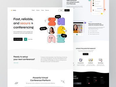 Meety - Landing Page Exploration 🎥 chat clean conference conferencing event green live live streaming meeting minimalist online meet seminar speakers ui ux video call web website workshop zoom