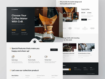 ColdnBrew - Landing Page ☕️ animation card classic clean coffee footer interaction market market place minimalist motion graphics principle product prototype shop ui ux web web design website