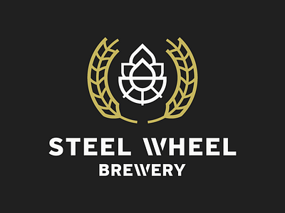 Steel Wheel Brewery Logo badge beer branding brewery hops illustration logo toronto