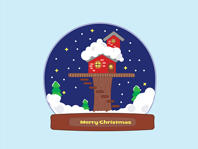 Happy home christmas house illustration logo