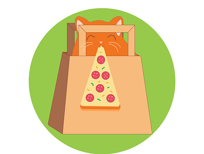 Logo app cafe logo cat cats eat illustration logo pizza typography vector