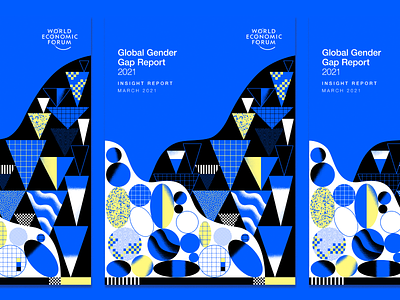 Global Gender Gap Report 2021 abstract charts cover editorial gender illustration patern