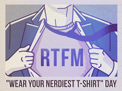 RTFM illustration nerd t shirt texture