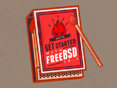 Get Started fire halftone illustration matches red typography