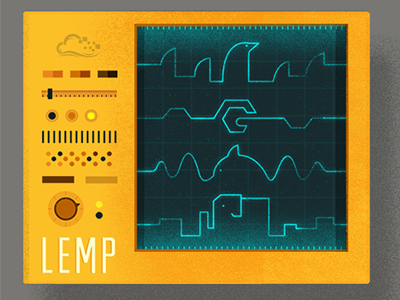 LEMP stack diagram illustration monitor texture