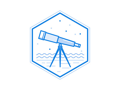 Education Support badge blue sea stars telescope