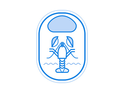 Free Lunch Everyday badge blue lobster lunch