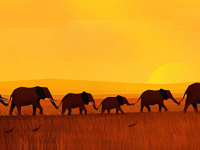 Horizontally Scaling PHP elephant illustration savannah sunset texture wallpaper