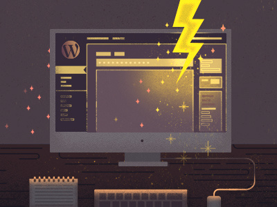 Wordpress with OpenLiteSpeed desk desktop light lightning monitor spark