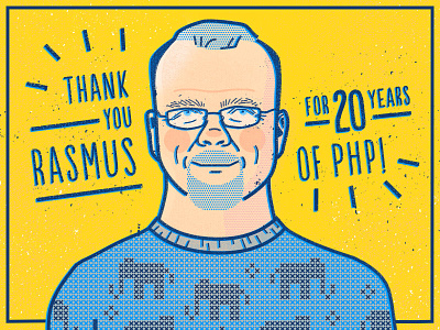 20 years of PHP! elephant illustration man pattern portrait sweater type