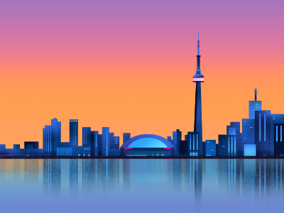 Toronto Skyline city illustration reflection skyline sunrise