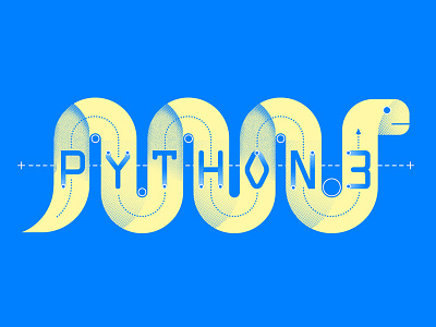 Python 3 blueprint halftone python snake texture