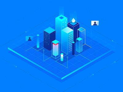 Scaling blue gradient illustration platform servers stack tech