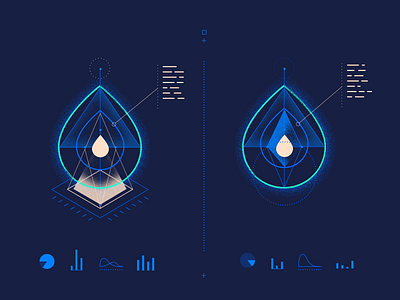 Droplet Comparison geometry glow graphs illustration stats texture