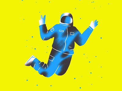 Astronaut astronaut floating flying illustration procreate texture yellow