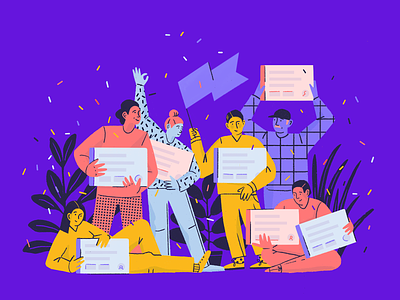 Free Plan for Small Teams ceebration characters code confetti developer faces illustration people procreate software team teams ui