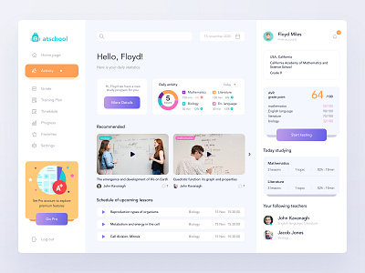 EdTech dashboard - UX/UI design dashboad edtech education app grade illustraion interface online school platform design saas school app student account students teachers ui ui design ux ux design uxui web web app