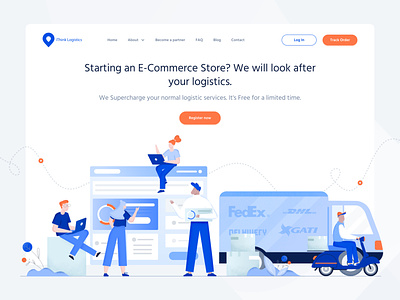 First Screen of Website - UX/UI design ecommerce first screen illustration interface landing page logistics saas shipping startup ui ux uxui web