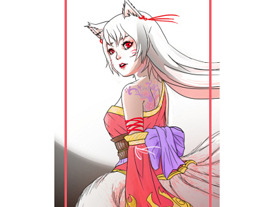 Kumiho anime cartoon character characters fox illustration girl illustration nine tailed fox