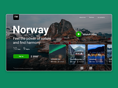 Landing page - Travel tour Norway