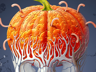 Pumpkin Brain. Halloween Concept. brain brains halloween photoshop psd skull tutorial