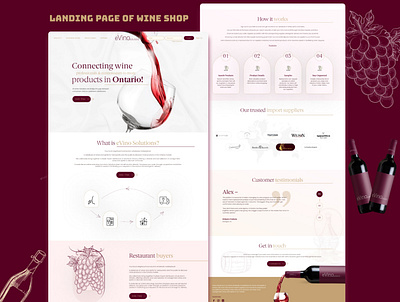 EVino -Wine Shop Landing Page branding design graphic design landing page ui ux ux vector wine wineshop wordpress