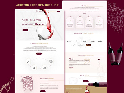 EVino -Wine Shop Landing Page branding design graphic design landing page ui ux ux vector wine wineshop wordpress