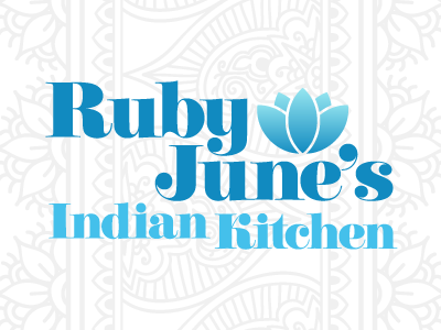 Ruby Junes – Logo Concept #02 blue branding cuisine design food identity indian logo lotus typography