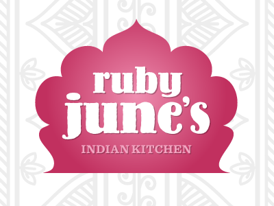 Ruby Junes – Logo Concept #03 branding cuisine design food identity indian logo lotus magenta pink typography