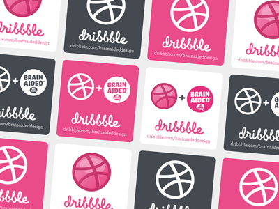 Brain Aided™ Design - dribbble Stickers brain aided design dribbble grey magenta pink promotion stickers