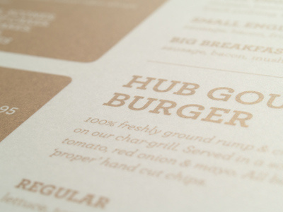 Hub A3 Menu #2 design gold menu metallic print