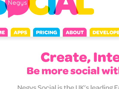 Negys Social - Website Homepage app design facebook negys negys social social website