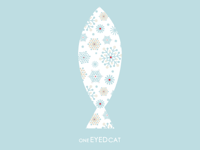 One Eyed Cat – Christmas Menu Cover christmas design menu one eyed cat print snowflake