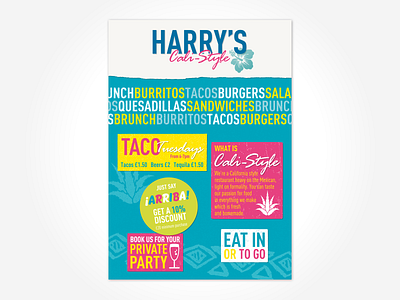 Harry’s Cali-Style – Printed Flyer branding cali california cornwall drinking eating flyer food logo mexican mexico print