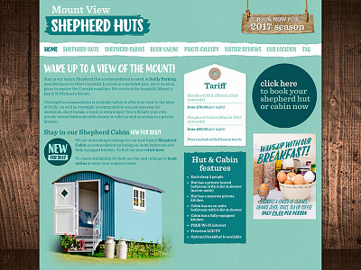 Mount View Shepherd Huts – Website Homepage accommodation branding cornwall design identity logo shepherd hut web design website