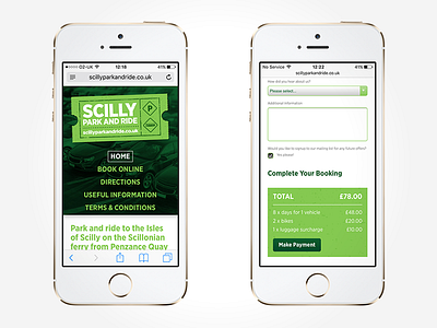 Scilly Park And Ride – Mobile Website book online booking design e commerce isles of scilly park parking ride travel website