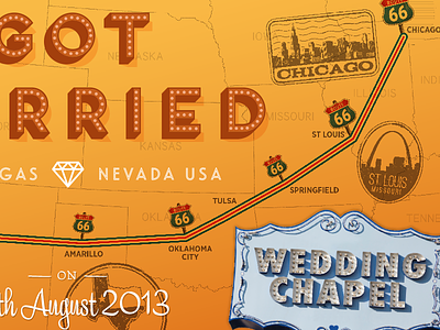 Ian & Eva Got Married – Print Detail #2 california chicago map present print road route 66 trip united states usa vegas wedding