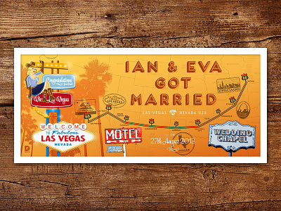Ian & Eva Got Married – Print california chicago map present print road route 66 trip united states usa vegas wedding